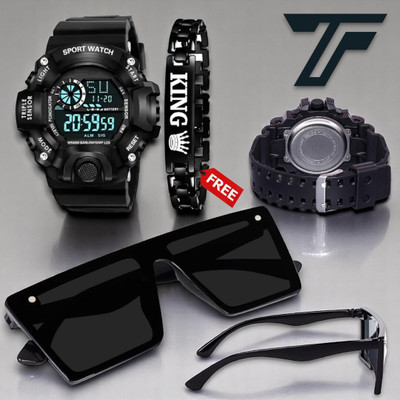 FEELKART Fashion Luxury Casual Digital Multifunction Black Dial Synthetic Silicone Digital Watch  - For Boys