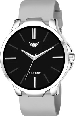 ABREXO Abx9100-Silver Black Dial Grey Strap Trending Black Dial & Grey Silicone Strap Wrist Watch for Boys Analog Watch  - For Men