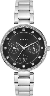 TIMEX TWEL18728 Black Round Dial Analog Watch  - For Women