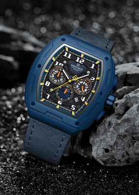 NAVIFORCE NF8053 Dynamic view Blue multifunctional dial with Blue genuine leather strap Analog Watch  - For Men