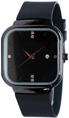 DAENTERPRISES New Trending Black Square Date Dial & Black Silicone Strap Analog Analog Watch  - For Boys & Girls