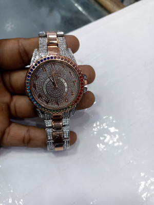 house of common LUXURY FASHION MULTI DIAMOND CRYSTAL DIAL STAINLESS STEEL SILVER & ROSE GOLD Analog Watch  - For Men & Women