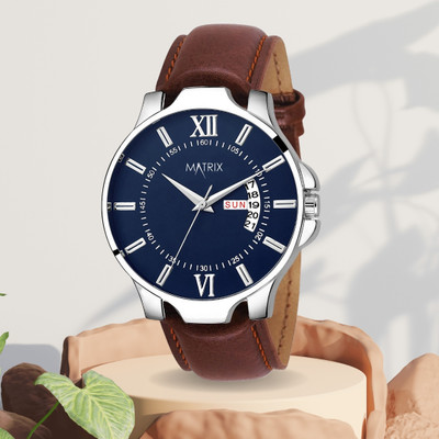 MATRIX DD-62-BR Antique Day & Date Leather Strap Analog Watch  - For Men & Women
