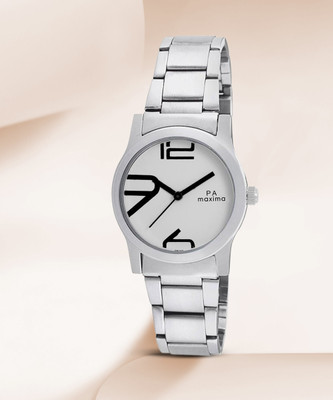 MAXIMA Elegant Swarovski Dial, PVD Metal Case & SS Folded Chain Analog Watch  - For Women