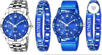 Miss Perfect Analog Watch - For Boys Combo Set of 4 Blue Dial Watch And 2 bracelet For Men Analog Watch  - For Men