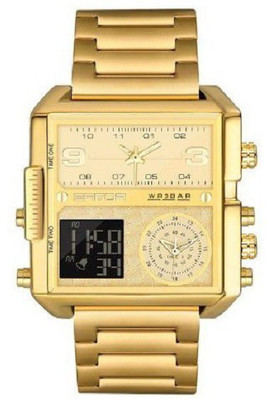 OVERFLY Gold Dial Dual Time Chronograph Luxury SANDA Gold Dial Dual Time Chronograph Luxury Analog-Digital Watch  - For Men