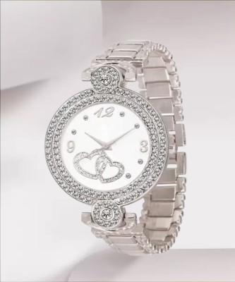 ETLIS Heart Dial Silver Luxury Silver Bracelet Strap Analog Watch  - For Women