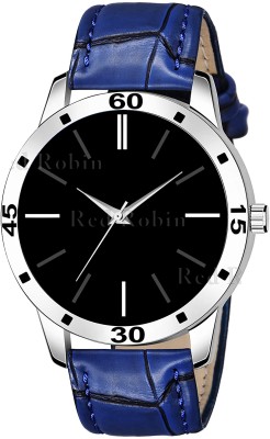 Red Robin LR05-BLK-AVO-SIL-BLU-CRL Fancy Design Stylish Blue Leather Strap Wrist Watch for Men and Boys Analog Watch  - For Men