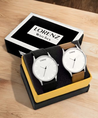 LORENZ Combo of 2 Slim Fit Leather Strap Men's Analog Watch  - For Men