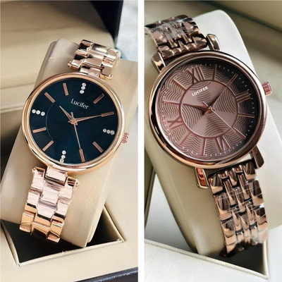 Lucifer DRW1 ROSE BLK DRW2 BRN combo Premium Color Luxury Trending COMBO Pack 2 Analog Watch  - For Women