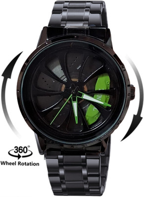 SHEEEN Spinning car wheel rotating gyro watch rotating car wheel spinning gyro watch with rotating dial Analog Watch  - For Men