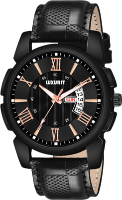 luxurit Classic Elegance: Day & Date Display Leather Strap Analog Watch  - For Men