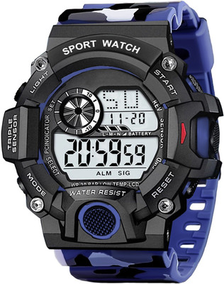 IIK Collection IIK-DG-012-Blue Military Strap | 12h/24h Time | Led back light | Multi-Functional | Calendar Day and Date | Alarm | LED Display | Digital Watch  - For Men