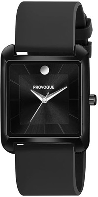 PROVOGUE Sleek Black Square Dial Black Silicone Analog Watch  - For Men