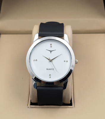 NESTER NSM-13-WHITE Men's Analog Watch with 4 Diamond Studs & Silicone Strap – Stylish & Durable Analog Watch  - For Men