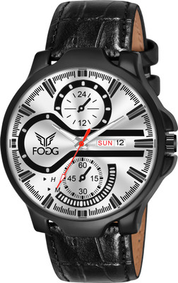 FOGG 1217-Silver Day and Date Display Analog Watch  - For Men
