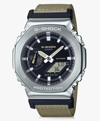 CASIO GM-2100C-5ADR G-SHOCK Black Dial Brown Cloth Band Analog-Digital Watch  - For Men