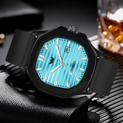 ABREXO Abx6600-BL BK Vintage-Law Date Working Square Blue Dial Premium Black Silicone Strap Boys Analog Watch  - For Men