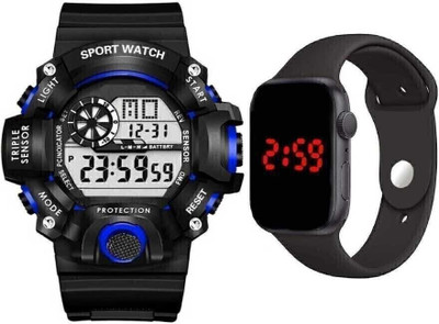 dmash A Digital Watch With Square LED Black- green Strap digital watch combo Digital Watch  - For Girls