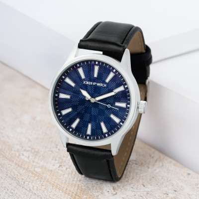 Joker & Witch Joker & Witch Checkered 43mm Blue Checks Dial Black PU Leather strap For Men Analog Watch  - For Men