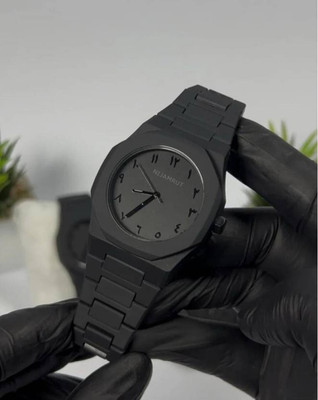NIJAMRUT AVM34 FULL BLACK Arabic Numeral WATCHES Men’s Luxury Aura Black Arabic Numeral Octagonal Dial Black Stainless Steel Analog Watch  - For Men