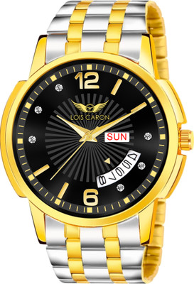 LOIS CARON LCS-8581 Day & Date Original Gold Plated two tone Adjustable Bracelet Quartz Analog Watch Analog Watch  - For Men