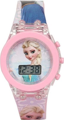 TYMU Pink Barbi Glowing Light Watch Frozen Strap HD Cartoon Printed Kids Digital Watch  - For Boys & Girls