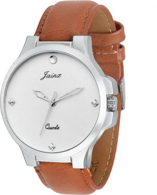 JAINX Formal White Dial Brown Leather Strap Analog Watch  - For Men