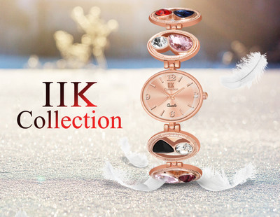 IIK Collection IIK-3210W Women Watch Oval Studded Dial with Stainless Steel Metallic Bracelet Strap Girls Analog Watch  - For Women