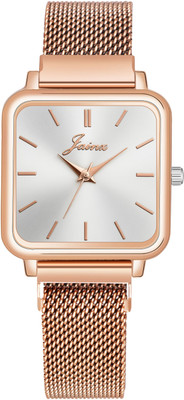 JAINX Rose Gold Mesh Magnet Chain Analog Watch  - For Women