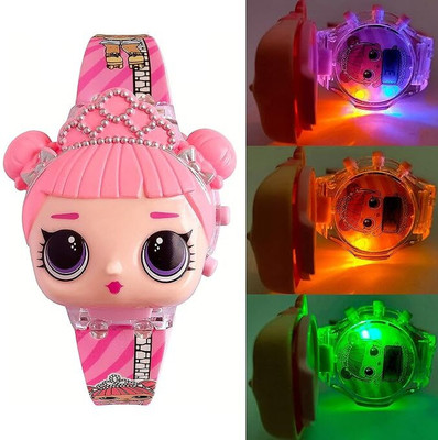 Elhify Doremon Watch Special Gift For Kids Unisex Kids Pink Printed Dial Pink Glow in Dark Strap Digital Watch  - For Boys & Girls