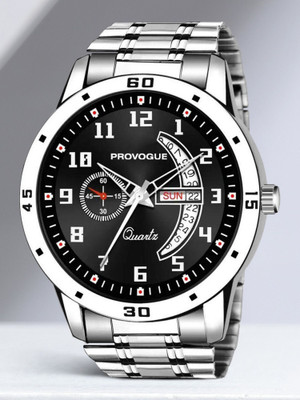 PROVOGUE Gifting and boys Classy Look Black Dial and Sliver Chain Analog Watch  - For Men