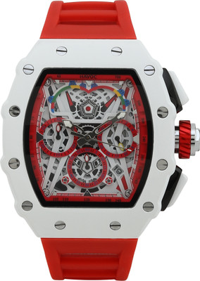 HAVOC CRAFT Unique Design Multi functional Quartz Waterproof Silicone Tape Youth Watches Havoc Craft Men's Luxury Sports Watch Tonneau Chronograph |Time & Date Analog Watch  - For Men