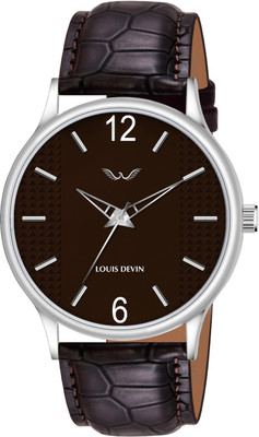 LOUIS DEVIN LD-WT077-BRWN Brown Faux Leather Strap Analog Watch  - For Men
