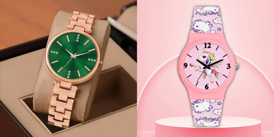 MAHAVIRA COLLECTION MT-716 Kids_ROSE_GOLD_GREEN_DIAL MT-716 Kids_ROSE_GOLD_GREEN_DIAL Analog Watch  - For Girls