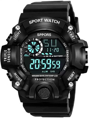Ultra Wise Digital Watch Shockproof Multi-Functional Automatic Full Black Waterproof Digital Sports Watch Digital Watch  - For Boys & Girls