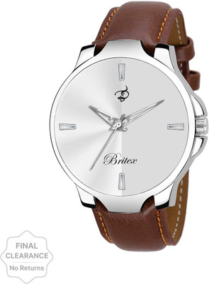 BRITEX Leather Strap Tan & Silver Men Quartz Watch With Quartz Mechanism With Water Resistant Feature Rakhi/Raksha Bandhan/ Bhai Dooj Gift Pack Combo Analog Watch  - For Boys
