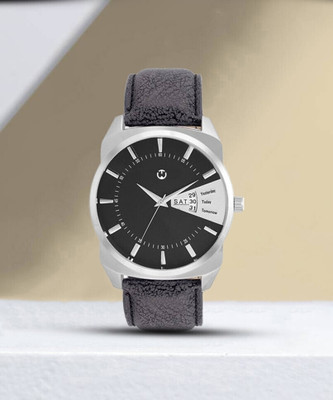 WIZARD TIMES Formal and Party Wear Watch for Men Men Watch Black Leather Strap Black Day & Date Dial Formal Watch Water Resistant Analog Watch  - For Men