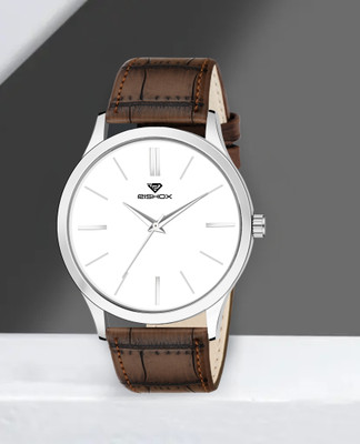 RISHOXX Classy look premium quality wrist Watch Slim Brown Leather Strap Adult Quartz Hands & Wrist Boys Mens Wrist Analog Watch  - For Men