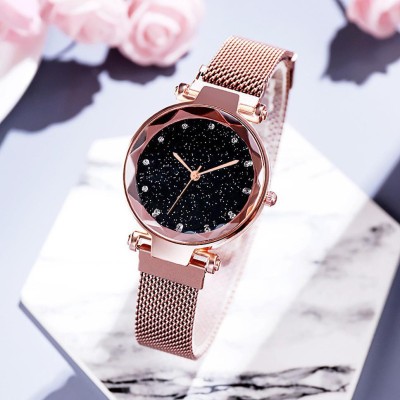 Styledose Magnet Watch Combo girls watches for women watches stylish branded new fashion latest design 2021 Rose gold Color Stylish Luxurious Looking Magnetic Watch Wrist Style Fancy Bracelet Women Watches Ladies Wristwatch for Girls Analog Fashion Female Clock Gift with Magnet Mash Strap Stylish Ro