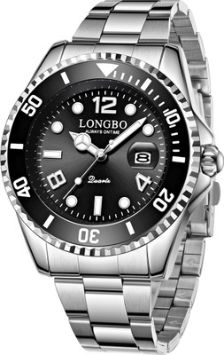 Longbo 80430-Silver-Black Analog Watch  - For Men