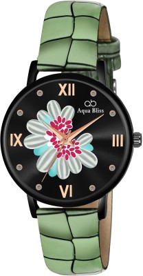 AquaBliss Black Dial Green Leather Analog Watch  - For Women