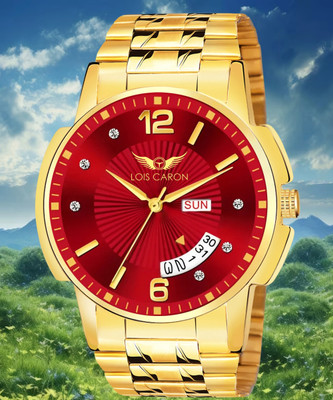 LOIS CARON LCS-8558 Original Gold Plated Day & Date Functioning for Boys Analog Watch  - For Men