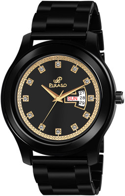 PIRASO D&D C24 BLACK ANALOG DAY AND DATE WORKING||BLACK DIAL||BLACK CHAIN|| WATCH FOR MEN & BOYS Analog Watch  - For Men