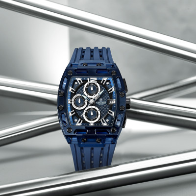 NAVIFORCE NF7105 Distinctive tonneau-shaped case With blue silicone strap Analog Watch  - For Men