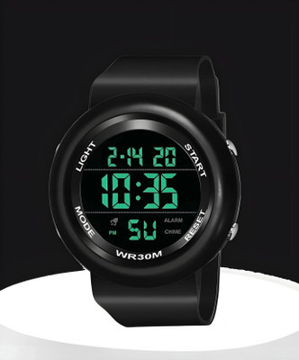 MAHAVIRA COLLECTION RING DIGITAL BLACK Waterproof Sports Watch for Boys with Backlight Alarm Functional Digital Watch  - For Boys