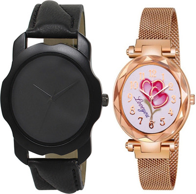 VARNI ENT Varni Enterpraise two classic-style analog metal or Leather straps and simple. Analog Watch  - For Couple
