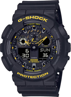 CASIO GA-100CY-1ADR G-SHOCK Black-Yellow Dial Black Resin Strap Analog-Digital Watch  - For Men