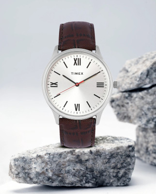 TIMEX Silver Dial Leather Strap Analog Watch  - For Men