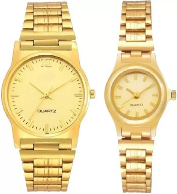 blutech Golden Combo Pack of 2 Analog Watch  - For Couple